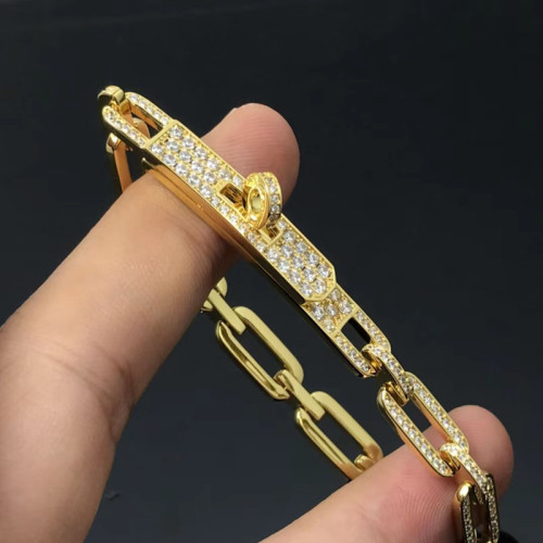 歐美Kelly滿鑽滿天星手鏈氣質V金鍍18K玫瑰金豬鼻子手鏈情侶手環