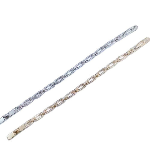 歐美Kelly滿鑽滿天星手鏈氣質V金鍍18K玫瑰金豬鼻子手鏈情侶手環