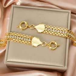 歐美ins網狀編織鑲鑽排鑽手鏈男女款復古鈦鋼高級感手飾