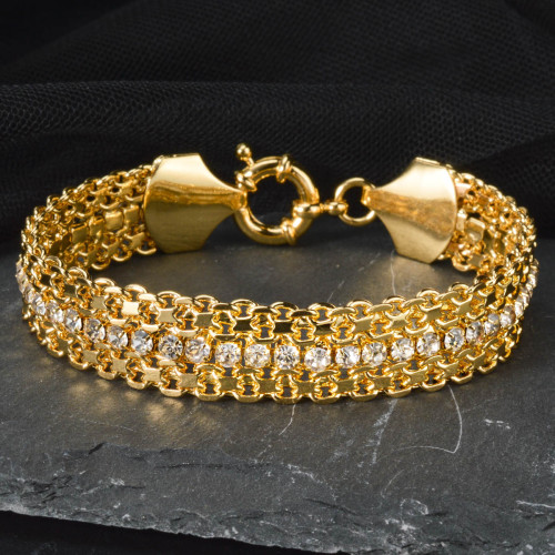 歐美ins網狀編織鑲鑽排鑽手鏈男女款復古鈦鋼高級感手飾