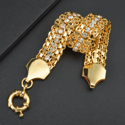 歐美ins網狀編織鑲鑽排鑽手鏈男女款復古鈦鋼高級感手飾