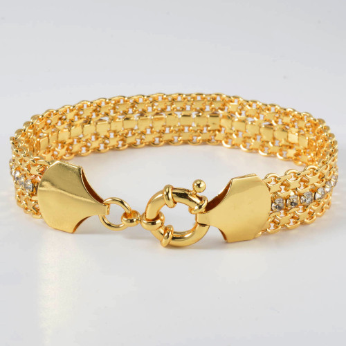 歐美ins網狀編織鑲鑽排鑽手鏈男女款復古鈦鋼高級感手飾