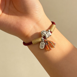 999足銀馬上有錢花手鏈屬馬本命年招財納福手繩新國風紅繩