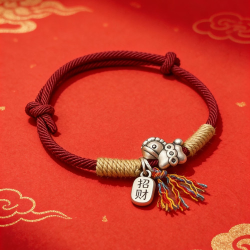 999足銀馬上有錢花手鏈屬馬本命年招財納福手繩新國風紅繩