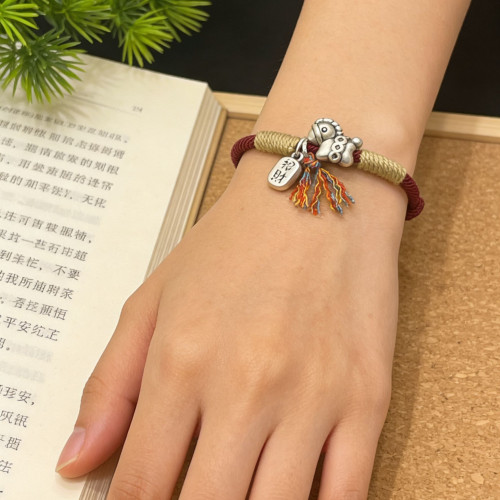 999足銀馬上有錢花手鏈屬馬本命年招財納福手繩新國風紅繩