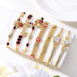 款波西米亞風惡魔之眼小象手鏈女卡通趣味腳鏈度假風飾品