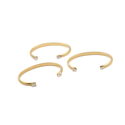 開口 手鐲 帶兩個水滴鋯石 鈦鋼電鍍18k金(6.5*5cm) 開口 手鐲 帶兩個水滴鋯石 鈦鋼電鍍18k金(6.5*5cm)