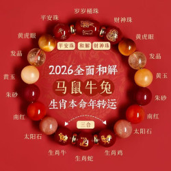 普陀山2026年屬馬本命紅瑪瑙硃砂手串男女三合六合生肖紫金砂護身