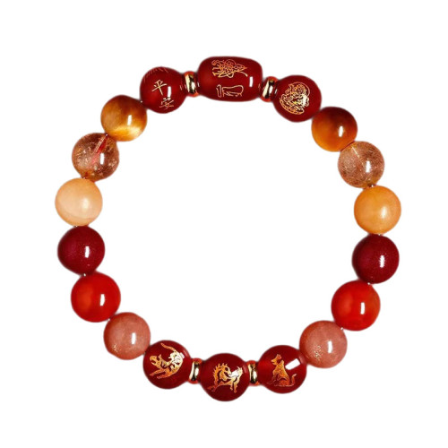 普陀山2026年屬馬本命紅瑪瑙硃砂手串男女三合六合生肖紫金砂護身