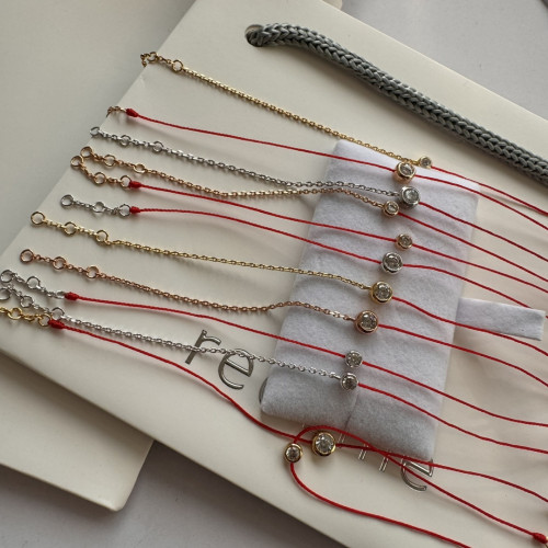 小紅繩手鏈圓形10分20分鑽編織半繩半鏈Pure系列本命年轉運手繩男