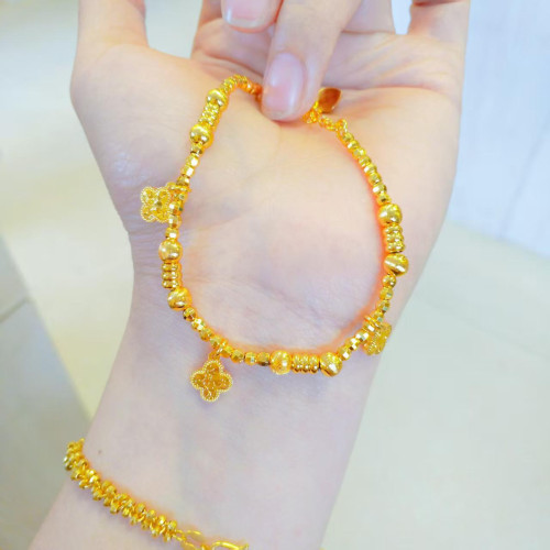 金店同款碎冰碎銀子四葉草手鏈女久不掉色輕奢時尚盤纏幸運草手鏈