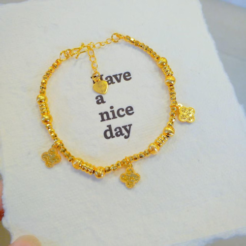 金店同款碎冰碎銀子四葉草手鏈女久不掉色輕奢時尚盤纏幸運草手鏈