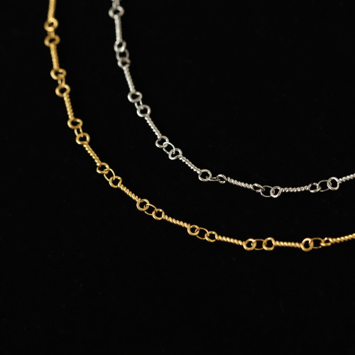 連環鏈條簡約手工扭棍中性風CHIC骨頭形手鏈女款 鈦鋼鍍金SL127