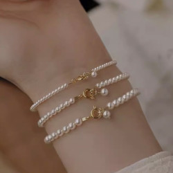 珍珠手鏈高級復古女輕奢高級正圓滿串優雅素珠簡約氣質爆款百搭女