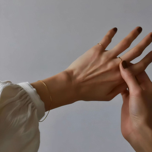 S925純銀鍍14K金極細蛇骨手鏈女 簡約設計ins風氣質百搭曡戴手飾