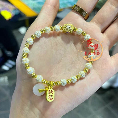 景泰藍繁花琺瑯轉運珠平安手鏈吉祥如意香灰琉璃金箔景區納福手串