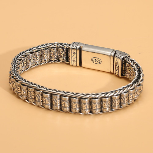 翔栩六字真言轉經筒手鏈男可轉動情侶款個性復古國潮手環