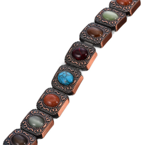 新款鑲鑽時尚款磁石手鏈鑲嵌綠松石手鏈 合金手鏈