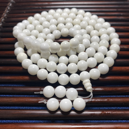 精品奶白貝殼海貝殼彿珠8mm108顆手鏈糯米細白精選貝殼項鍊 精品奶白貝殼海貝殼彿珠8mm108顆手鏈糯米細白精選貝殼項鍊