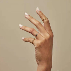 鏈條組合鈦鋼鍍18k金戒指女ins潮網紅氣質曡戴冷淡風閉口關節戒