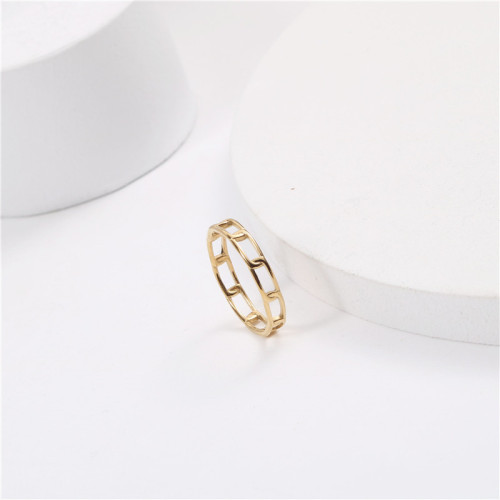 鏈條組合鈦鋼鍍18k金戒指女ins潮網紅氣質曡戴冷淡風閉口關節戒