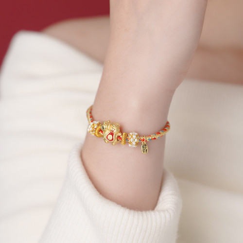 原創足銀S999福馬招財納福手繩瑞馬啣財福氣編繩生肖馬手鏈