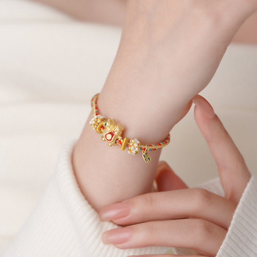 原創足銀S999福馬招財納福手繩瑞馬啣財福氣編繩生肖馬手鏈