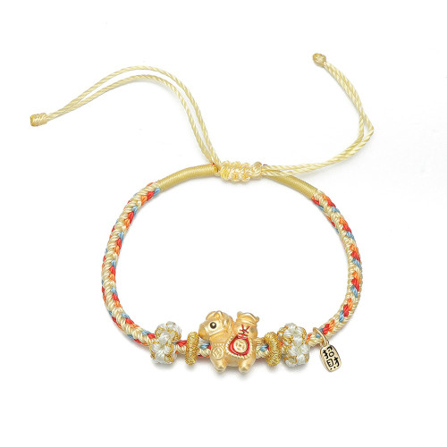 原創足銀S999福馬招財納福手繩瑞馬啣財福氣編繩生肖馬手鏈