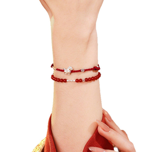 馬載錢至純天然紅瑪瑙手串女款足銀999本命年紅手繩馬年手鏈曡戴 馬載錢至純天然紅瑪瑙手串女款足銀999本命年紅手繩馬年手鏈曡戴
