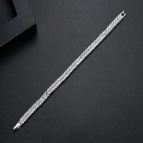 錦瑟 新款麥穗手鏈黃銅鋯石水晶手飾時尚流行花卉超閃百搭首飾品