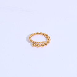 漸變小圓珠戒指 鈦鋼電鍍18金 戒指