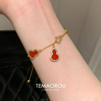 小紅書爆款白月光白貝母葫蘆手鏈2025新年福祿紅瑪瑙小葫蘆手飾品