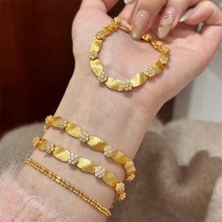 金店同款拉絲花朵緞帶手鏈久不掉色新中式國潮風輕奢高級手環飾品