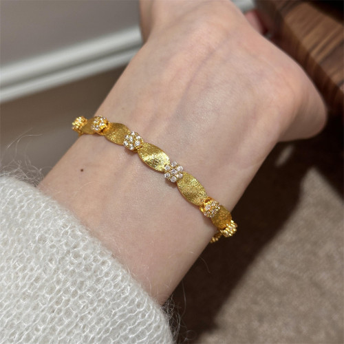 金店同款拉絲花朵緞帶手鏈久不掉色新中式國潮風輕奢高級手環飾品