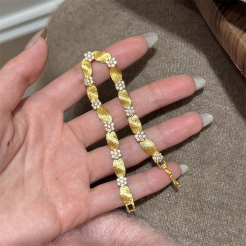 金店同款拉絲花朵緞帶手鏈久不掉色新中式國潮風輕奢高級手環飾品