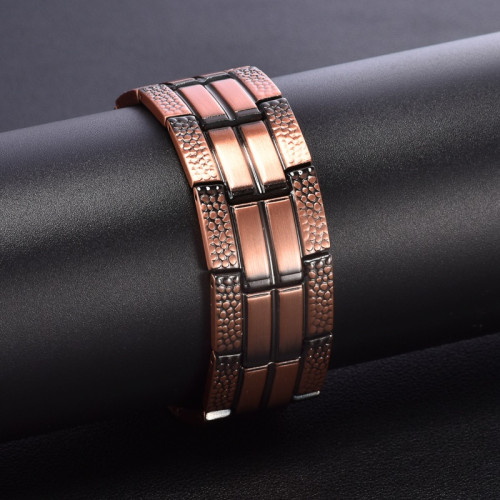 兩邊裂紋錶帶釦三排磁99.9%純紅銅手鏈 兩邊裂紋錶帶釦三排磁99.9%純紅銅手鏈