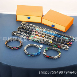 驢家鈦鋼竹節百搭手鏈項鍊古巴淬火琺瑯嘻哈手環節日禮品