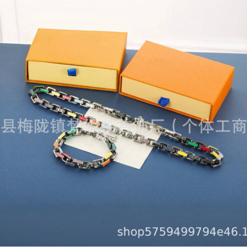 驢家鈦鋼竹節百搭手鏈項鍊古巴淬火琺瑯嘻哈手環節日禮品