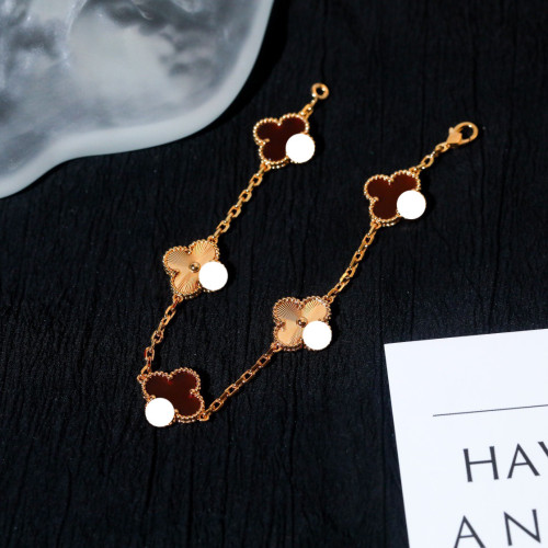 高克重v金二代高版四葉草五花手鏈天然cnc精工11.5克瘦花不掉色