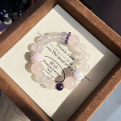 【春江水暖】天然粉晶巴西紫水晶手串毛球珠小衆溫柔精緻簡約甜美