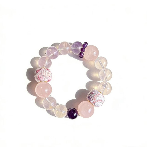 【春江水暖】天然粉晶巴西紫水晶手串毛球珠小衆溫柔精緻簡約甜美