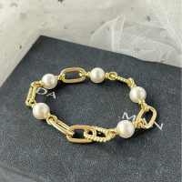 DY   歐美流行珍珠鍊條手鏈，分色時尚手鏈