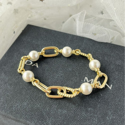 DY   歐美流行珍珠鍊條手鏈，分色時尚手鏈