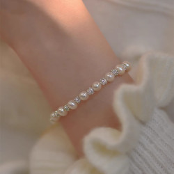 璀璨珍珠手鏈女S925純銀小衆個性網紅冷淡風淡水珍珠手串秋冬新款