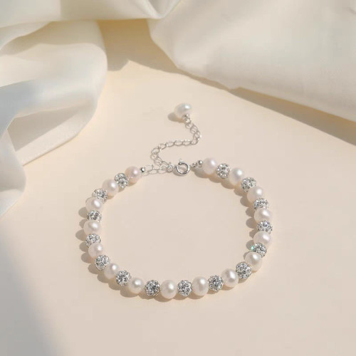 璀璨珍珠手鏈女S925純銀小衆個性網紅冷淡風淡水珍珠手串秋冬新款