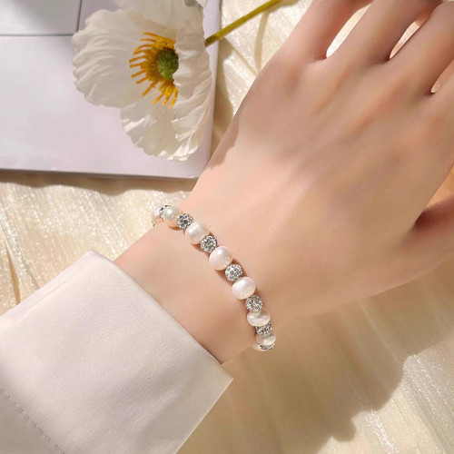 璀璨珍珠手鏈女S925純銀小衆個性網紅冷淡風淡水珍珠手串秋冬新款