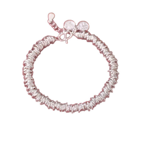 鍍足銀喜樂手鏈女時尚手工盤纏手鏈輕奢感碎銀子手鐲百搭銀手環