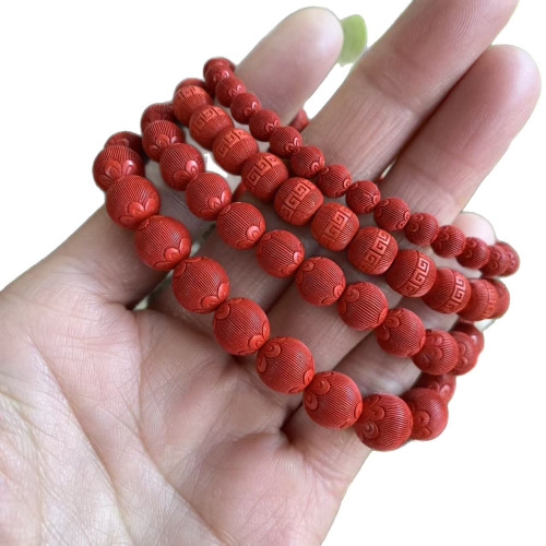 原礦高含量硃砂6mm8mm10mm絲絨珠手串   全國質檢