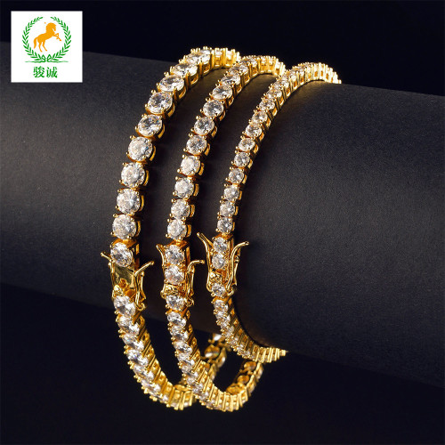 歐美嘻哈網球手鏈3mm4mm5mm  單排鑽銅微鑲鋯石手鏈Tennis Chain