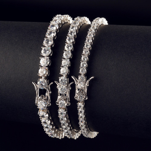 歐美嘻哈網球手鏈3mm4mm5mm  單排鑽銅微鑲鋯石手鏈Tennis Chain